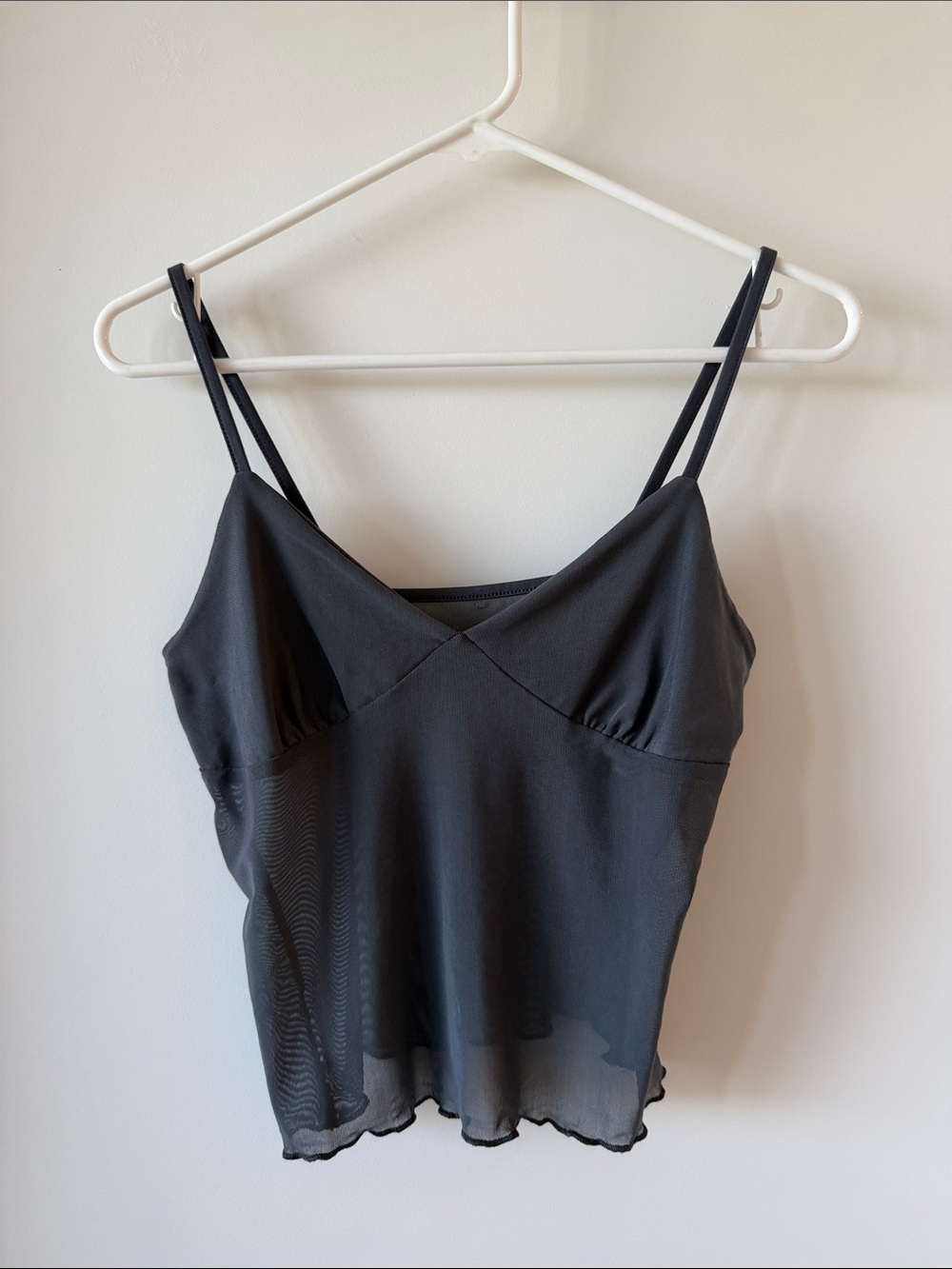 Charcoal grey sheer mesh cami